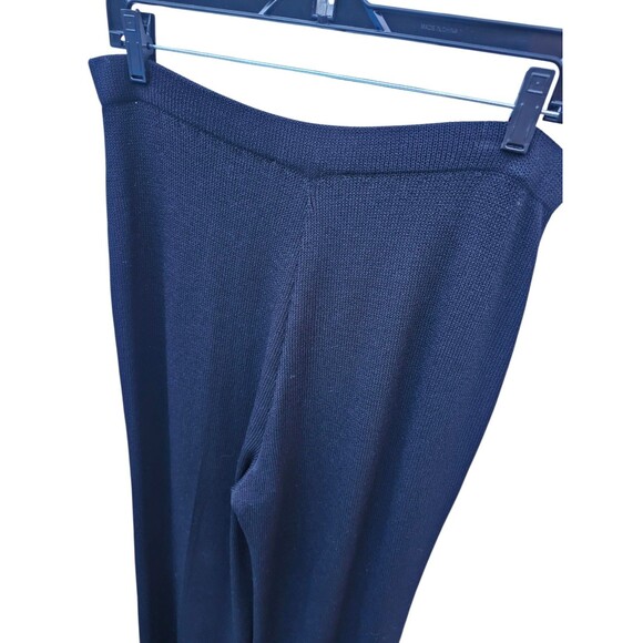 St. John Size 10 Classic Santana Knit Solid Black Pants Straight Leg Pull On - Picture 13 of 16